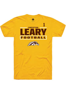 Christian Leary Western Michigan Broncos Gold Football NIL Stacked Box Short Sleeve Player T Shirt