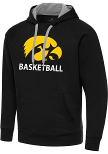 Antigua Iowa Hawkeyes Mens Black Basketball  Victory Long Sleeve Hoodie