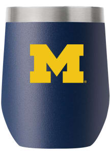 Michigan Wolverines Team Logo 12oz Stemless Wine Stainless Steel Stemless - Blue