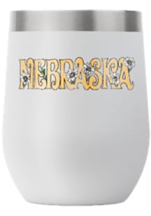 Nebraska 12 oz Floral Stainless Steel Stemless - White