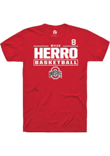 Myles Herro Ohio State Buckeyes Red NIL Stacked Box Short Sleeve Player T Shirt