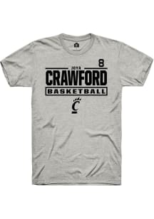 Joya Crawford Cincinnati Bearcats Ash NIL Stacked Box Short Sleeve Player T Shirt