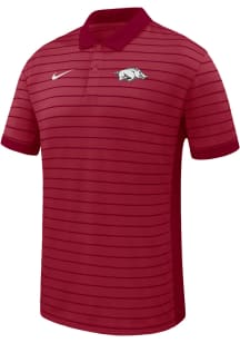 Nike Arkansas Razorbacks Mens Cardinal Victory Stripe Short Sleeve Polo
