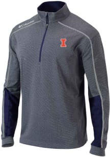 Columbia Illinois Fighting Illini Mens Navy Blue Heat Seal Omni Wick Shotgun 2.0 Long Sleeve Qtr Z..