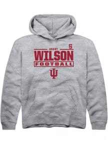 Grant Wilson Rally Indiana Hoosiers Youth NIL Stacked Box Long Sleeve Player Hoodie Grey