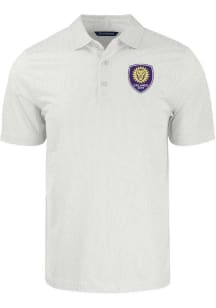 Cutter and Buck Orlando City SC Mens White Pike Symmetry Short Sleeve Polo