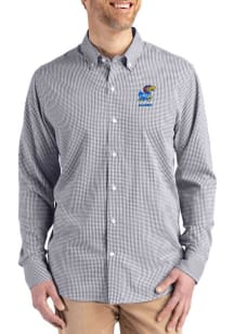 Cutter and Buck Kansas Jayhawks Mens Black Alumni Skyline Long Sleeve Dress Shirt