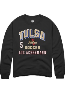 Luc Achermann Tulsa Golden Hurricane Mens Black NIL Arch Logo Player Crew