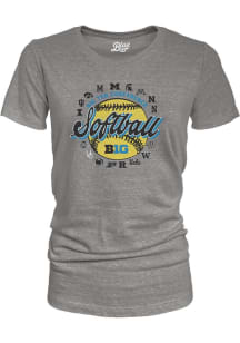 Blue 84 Big Ten Womens Grey 2025 Big Ten Softball Short Sleeve T-Shirt