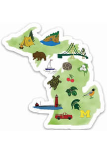Michigan Emlems of Michigan Stickers - Green