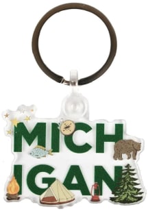 Michigan Camping Emblem Keychain - Green