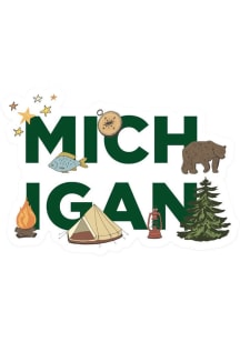 Michigan Camping Emblem Stickers - Green