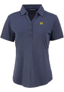 Cutter and Buck Michigan Wolverines Womens Blue Forge Eco Polo Short Sleeve Polo Shirt