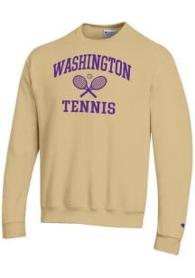 Champion Washington Huskies Mens Gold Tennis Icon Powerblend Long Sleeve Crew Sweatshirt