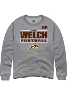 Gabe Welch Western Michigan Broncos Mens Grey Football NIL Stacked Box Player Crew