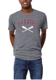 League Harvard Crimson Grey Heather HARVARD ARCH ROWING OARS ICON ROWING Short Sleeve Fashion T Sh..