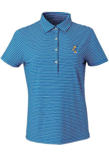 Pitt Panthers Womens White Golf Roc Victory Lights Ecotec Stripe Short Sleeve Polo Shirt