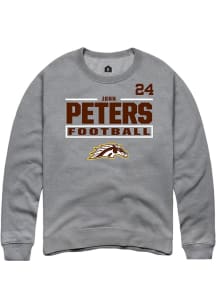 John Peters Western Michigan Broncos Mens Grey Football NIL Stacked Box Player Crew