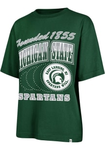 47 Michigan State Spartans Womens Green Shimmer Shot Short Sleeve T-Shirt