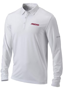 Columbia Arizona Wildcats Mens White Heat Seal Omni Wick Pin High Long Sleeve Polo Shirt