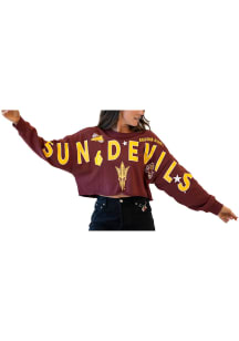 Gameday Social Arizona State Sun Devils Womens Maroon Patched Up Crew Sweatshirt