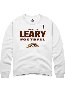 Christian Leary Western Michigan Broncos Mens White Football NIL Stacked Box Player Crew