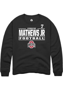 Jermaine Mathews Jr Ohio State Buckeyes Mens Black Football NIL Stacked Box Player Crew
