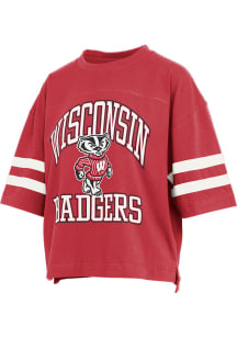 Pressbox Wisconsin Badgers Womens Red Wayne Tyler Short Sleeve T-Shirt