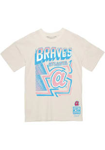 Mitchell and Ness Atlanta Braves White Sidewalk Sketch Short Sleeve T Shirt