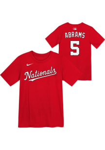 CJ Abrams  Washington Nationals Boys Red Home NN Short Sleeve T-Shirt