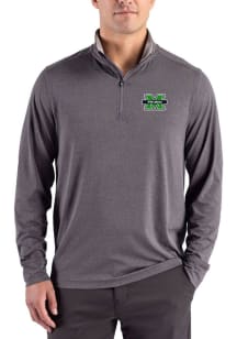 Cutter and Buck Marshall Thundering Herd Mens Black Forge Eco Long Sleeve Qtr Zip Pullover