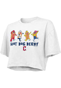 Cleveland Guardians Womens White Boxy Crop Short Sleeve T-Shirt
