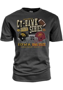 Blue 84 Iowa Hawkeyes Black Football Cy-Hawk Series vs Iowa State Cyclones Short Sleeve T Shirt
