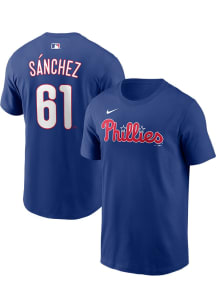 Cristopher Sanchez Philadelphia Phillies Blue Alternate Short Sleeve Player T Shirt
