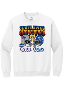 Summit Sportswear Mens White 134th Annual Sunflower Showdown Long Sleeve Crew Sweatshirt