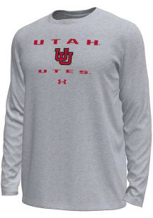 Under Armour Utah Utes Grey Straight Name Tech Stretch Long Sleeve T-Shirt