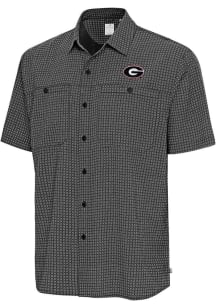 Antigua Georgia Bulldogs Mens Navy Blue Mosiaic SS Short Sleeve Dress Shirt