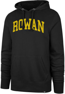 47 Rowan University Mens Black Wordmark Headline Hood Long Sleeve Hoodie