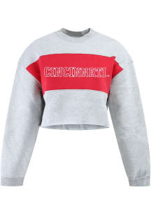 Hype and Vice Cincinnati Bearcats Womens Grey Era Cropped Crew Sweatshirt