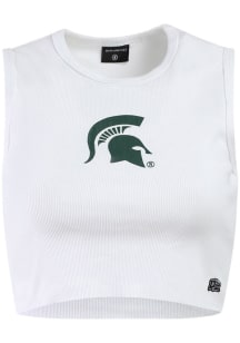 Hype and Vice Michigan State Spartans Womens White Cut Off Tank Top