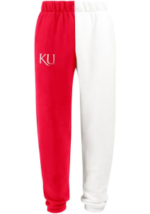 Hype and Vice Kansas Jayhawks Womens Two Tone Colorblock White Sweatpants