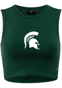 Hype and Vice Michigan State Spartans Womens Green Cut Off Crop Tank Top