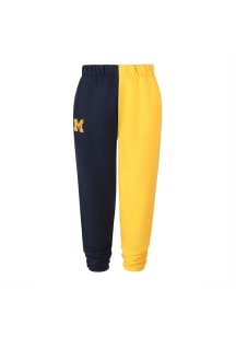 Hype and Vice Michigan Wolverines Womens Two Tone Color Block Navy Blue Sweatpants