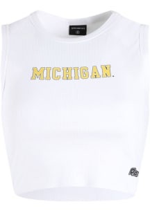 Hype and Vice Michigan Wolverines Womens White Cropped Cut Off Tank Top