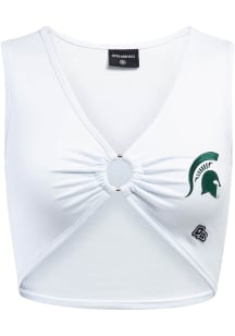 Hype and Vice Michigan State Spartans Womens White Ring It Crop Tank Top