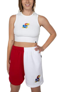 Hype and Vice Kansas Jayhawks Womens White Bicolor Shorts Shorts