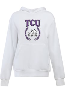 Hype and Vice TCU Horned Frogs Womens White Boyfriend Hooded Sweatshirt