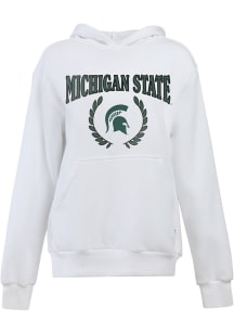 Hype and Vice Michigan State Spartans Womens White Boyfriend Hooded Sweatshirt