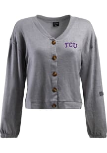 Hype and Vice TCU Horned Frogs Womens Grey Ace Long Sleeve Cardigan