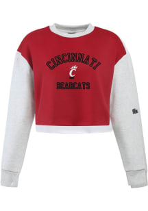 Hype and Vice Cincinnati Bearcats Womens Red Rookie Patchwork Crew Sweatshirt